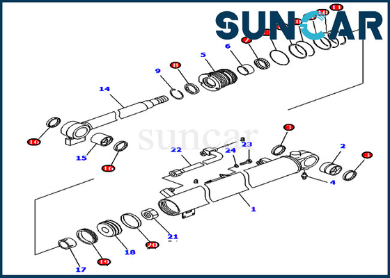 KOMATSU 707-98-34610 7079834610 طقم إصلاح ختم أسطوانة ذراع الرافعة لموديلات المعدات PC40R-8 PC45R-8