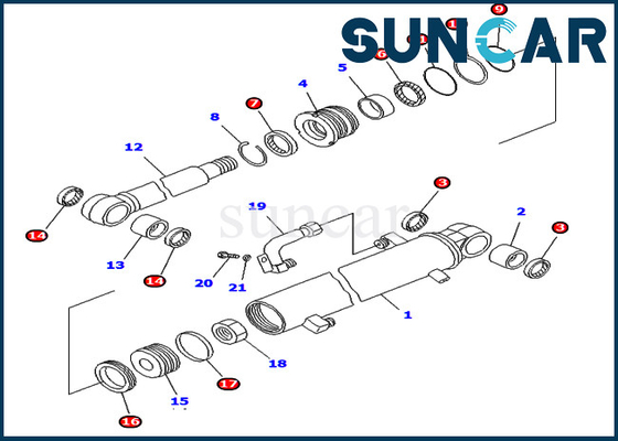 707-98-25820 7079825820 مجموعة خدمة أسطوانة الذراع لـ PC45-1 PC50UD-2 PC50UU-2 Komatsu Inner Parts