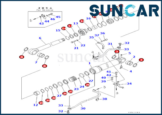 Komatsu 7079968680707-99-68680 Boom Cylinder Seal Kit يناسب PC600LC-6A Boom Cylinder Sealing Kit