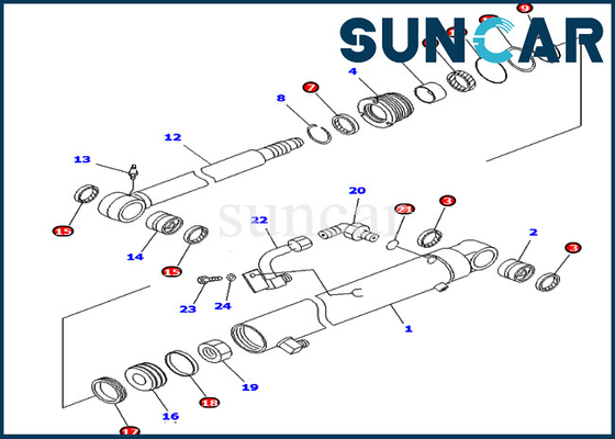 مجموعة خدمة اسطوانة الذراع 707-98-25830 7079825830 حفارة كوماتسو PC45MR-1 PC45MRX-1 PC45R-8 مجموعات الختم