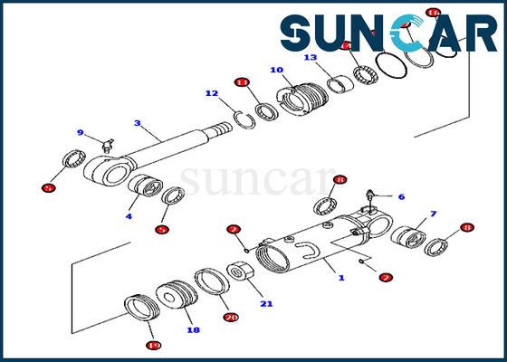 707-98-32570 أطقم خدمة ختم أسطوانة الشفرة لمعدات نماذج كوماتسو PC45MR-3 PC55MR-3