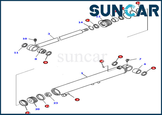 Boom Swing Cylinder Oil Seal Kit 707-98-25760 7079825760 PC45MR-3 نماذج مجموعات إصلاح كوماتسو