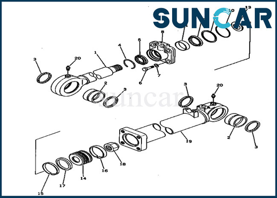 209-63-96101 2096396101 طقم خدمة أسطوانة التفريغ السفلي يناسب نموذج PC650-1 مجموعات إصلاح كوماتسو