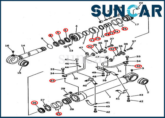 707-99-69600 مجموعة ختم أسطوانة الجرافة 7079969600 مجموعات إصلاح تناسب كوماتسو PC650-3 PC650LC-5 PC710-5