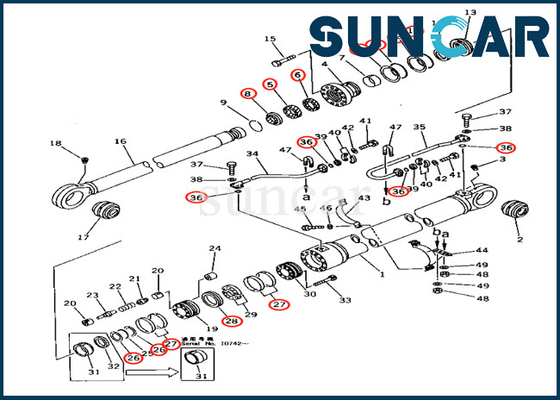 كوماتسو 707-99-68600 7079968600 طقم خدمة أسطوانة ذراع الرافعة لطراز اللودر PC650-3 PC650-5