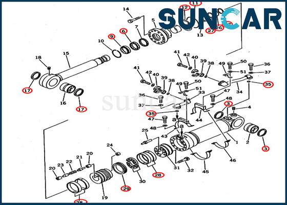 707-99-56300 مجموعة خدمة حفارة التفريغ السفلي ، نماذج PC650LC-3 PC650LC-5 Komatsu Cylinder Seal Kit