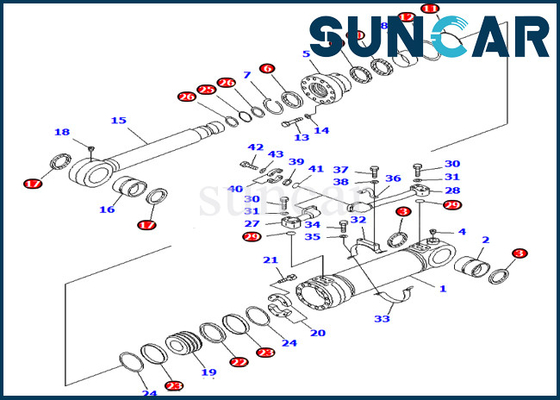 707-99-56200 7079956200 طقم خدمة أسطوانة التفريغ السفلي يناسب نموذج PC750-6 Komatsu Repair Kit